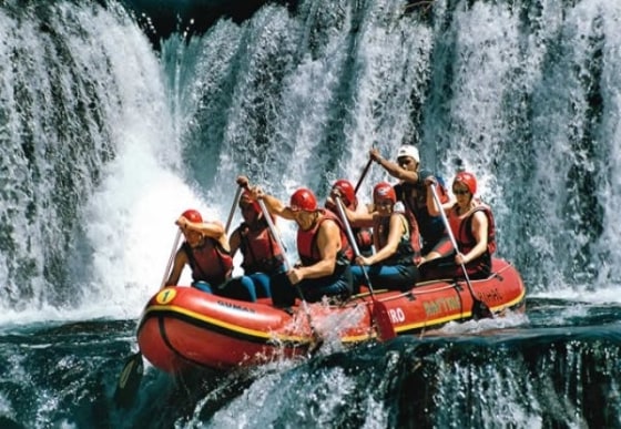 Negotiating the Una River in Bosnia, where the wild waters are. 
